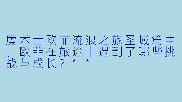 魔术士欧菲流浪之旅圣域篇中,欧菲在旅途中遇到了哪些挑战与成长?**