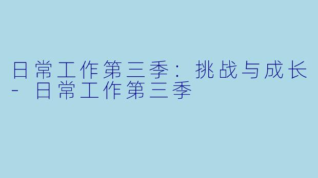 日常工作第三季：挑战与成长-日常工作第三季