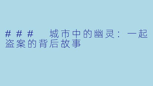 ### 城市中的幽灵：一起盗案的背后故事