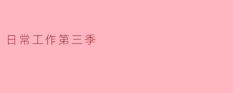 日常工作第三季