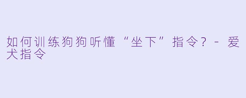 如何训练狗狗听懂“坐下”指令？-爱犬指令