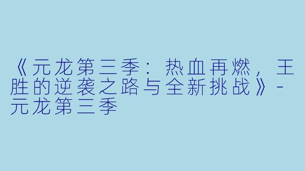 《元龙第三季：热血再燃，王胜的逆袭之路与全新挑战》-元龙第三季