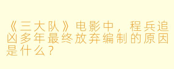 《三大队》电影中,程兵追凶多年最终放弃编制的原因是什么?